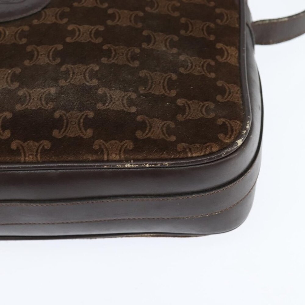 Authentic CELINE Macadam Canvas Shoulder Bag Suede Brown Gold - Picture 7 of 16